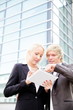business woman man digital tablet