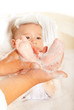Baby feet with foam