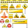warning and under construction signs vector set
