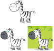 Smiling Zebra Cartoon Mascot Character.Collection Set