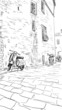 Street in Tuscany -sketch  illustration
