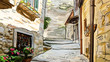 Street in Tuscany - illustration