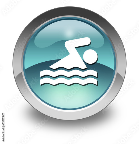 Illustration: Light Blue Glossy Pictogram "Swimming" Light Blue Glossy Pictogram "Swimming"