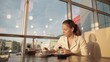 beautiful woman working with customers on the phone
