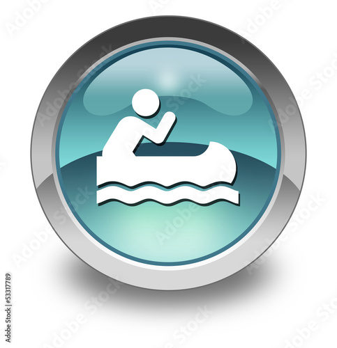 Illustration: Light Blue Glossy Pictogram "Canoeing" Light Blue Glossy Pictogram "Canoeing"