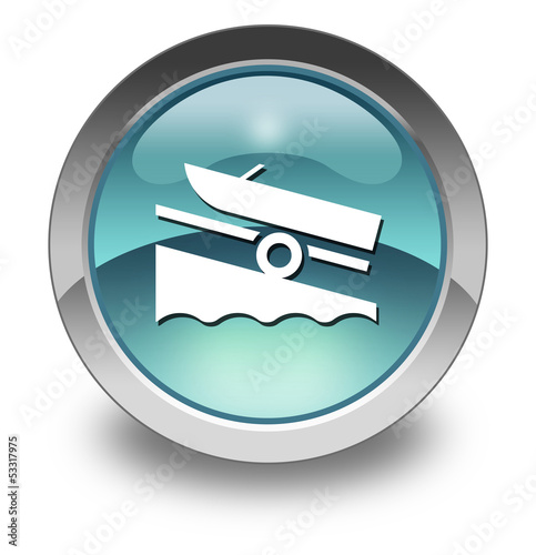 Illustration: Light Blue Glossy Pictogram "Boat Ramp" Light Blue Glossy Pictogram "Boat Ramp"