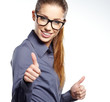 Happy smiling business woman with ok hand sign
