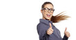 Happy smiling business woman with ok hand sign
