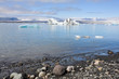 Icelandic lake and glacier in background - South Iceland