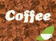 Coffee bean background with coffee cup, vector