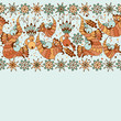 Seamless horizontal lace ornament with flowers and birds