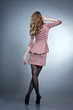 beautiful young girl in a brown dress