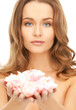 woman with rose petals