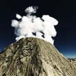 Volcanic eruption on the island