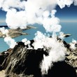 Volcanic eruption on the island
