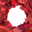 abstract fragment red pink spiked shape on white
