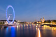 London Eye And Big Ben On The Banks Of Thames River At Twilight