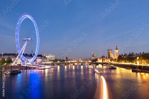 Photo: London Eye And Big Ben On The Banks Of Thames River At Twilight London Eye And Big Ben On The Banks Of Thames River At Twilight