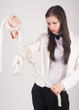 business woman with knot of "problem"