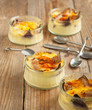 Creme brulee - Brulled figs and honey. Selective focus.