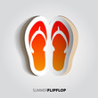 Illustration: Flip flop from paper - paper cut design Flip flop from paper - paper cut design