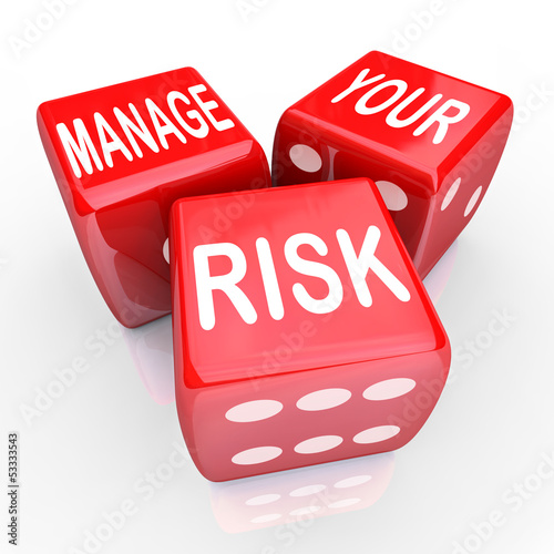 Illustration: Manage Your Risk Words Dice Reduce Costs Liabilities Manage Your Risk Words Dice Reduce Costs Liabilities
