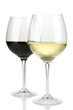 Photo: Two glasses of red and white wine, isolated on white Two glasses of red and white wine, isolated on white