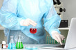 Scientist entering data