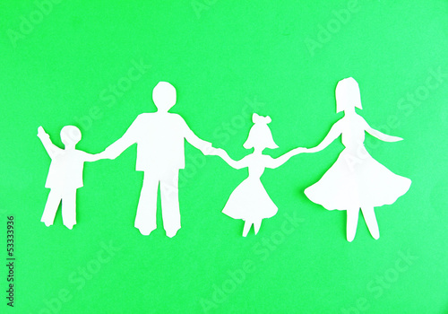 Photo: Paper people on color background Paper people on color background