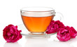 Rose tea isolated on white