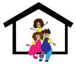 Happy family in the home