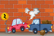 A car accident near the wall