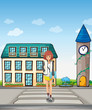 Vector: A girl walking in the street A girl walking in the street