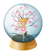 A crystal ball with a fairy and a cherry blossom tree