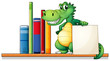 Vector: A crocodile above the shelf holding an empty signboard A crocodile above the shelf holding an empty signboard