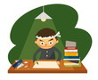 勉強する男性
