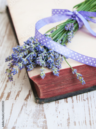 Photo: lavender on an old book lavender on an old book