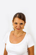 Close-up young beautiful woman  in studion