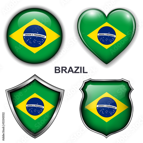 Vector: Brazil flag icons, vector buttons. Brazil flag icons, vector buttons.