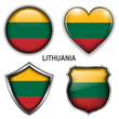 Lithuania flag icons, vector buttons.