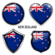 New Zealand flag icons, vector buttons.