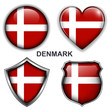 Denmark flag icons, vector buttons.