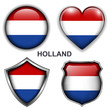 Holland flag icons, vector buttons.