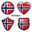 Norway flag icons, vector buttons.