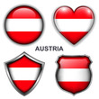 Austria flag icons, vector buttons.