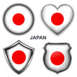 Japan flag icons, vector buttons.