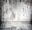 Old wooden vintage damaged white boards room background