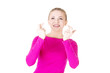Woman with fingers crossed.