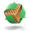 Hollow clay block in recycle arrows