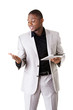 Photo: Handsome businessman working on tablet computer. Handsome businessman working on tablet computer.